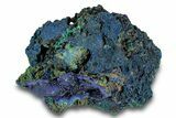 Sparkling Azurite Crystals on Fibrous Malachite - China #274680-1